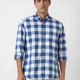 Peter England Blue Slim Fit Checks Shirt-picture-22