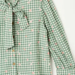 Fame Forever by Lifestyle Kids Olive Chequered Full Sleeves Top image 3