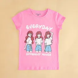 Pantaloons Junior Pink Cotton Printed T-Shirt image 3