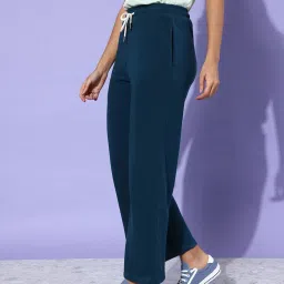 Dillinger Teal Fleece Regular Fit High Rise Trackpants image 3