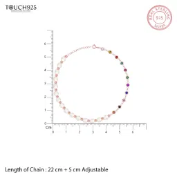 Touch925 Coloured Stones Multicolor 925 Silver Flexible fit Anklets image 3