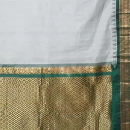 Unnati Silks Grey & Green Pure Cotton Saree image 3