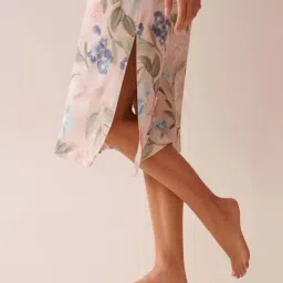 La Vie En Rose Pink Regular Fit Floral Print Nighties image 3