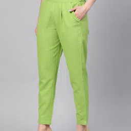 Jaipur Kurti Parrot Green Solid Pants image 3