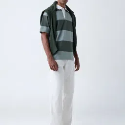 WES Casuals by Westside Olive Relaxed Fit Cotton-Blend Polo T-Shirt image 3