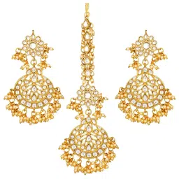 Peora White Maang Tikka with Earrings image 3