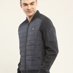 Rock.It Navy Blue Regular Fit Quilted Bomber Jacket image 3