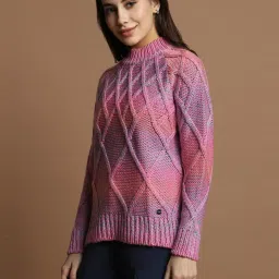 Allen Solly Pink Crochet Pattern Sweater image 3