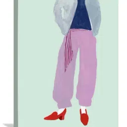 ARTE'VENUE Couture Grid Green & Pink Canvas Wall Arts - Set of 4 (10 X 12 inch Each) image 2