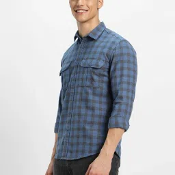 Forever 21 Blue Cotton Regular Fit Checks Shirt image 3