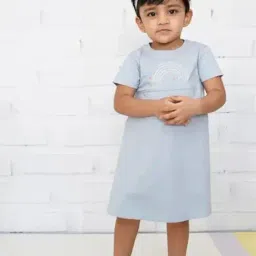 zach and kiki ZACH &KIKI Girls Blue Cotton Printed Dress-picture-37