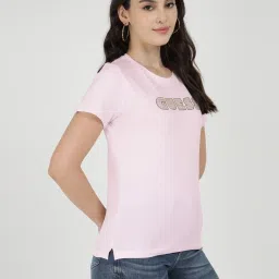 Guess Pink Cotton Printed T-Shirt image 3