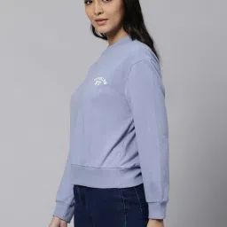 High Star Blue Cotton Graphic Print Sweatshirt image 3