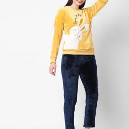 Sweet Dreams Yellow Fleece Graphic Full Sleeves Top and Pyjama image 3