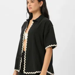 The Souled Store Black Plain Shirt image 3