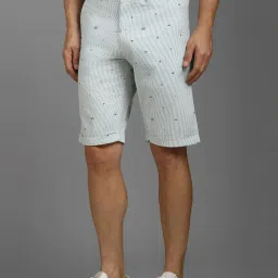 Louis Philippe Grey Cotton Slim Fit Striped Shorts image 3