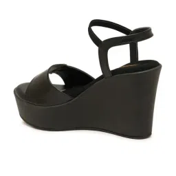 Flat n Heels Women's Black Back Strap Wedges image 5