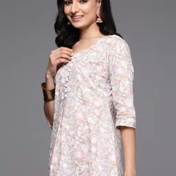 Libas Women Beige Regular Fit Floral Kurti image 3