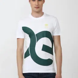 Peter England White Cotton Slim Fit Printed T-Shirt-picture-31