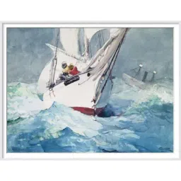 ARTE'VENUE Reefing Sails Blue & White Paper Wall Art - Set of 1 (17 X 14 inch) image 3