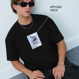 The Souled Store Black Relaxed Fit Graphic T-Shirt image 3