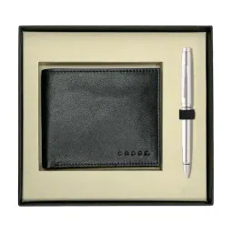 CROSS Silver Brass Coventry Chrome Ball Point Pen With Wallet Gift Set-picture-44