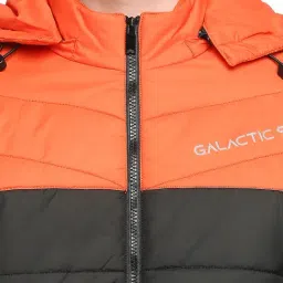 Spykar Orange & Black Full Sleeves Hooded Jacket image 4