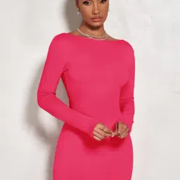 Kotty Pink Slim Fit Bodycon Dress-image-72