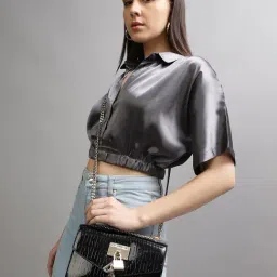 Dkny Black PU Textured Sling Handbag-image-17