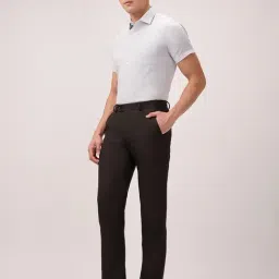 Park Avenue Brown Polyviscose Regular Fit Formal Trosuers image 5