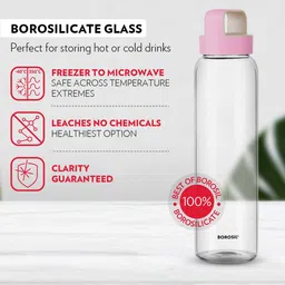BOROSIL Blue & Pink 3 Pcs Glass Water Bottles 550 ML image 4