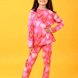 Anthrilo Girls Pink Printed Full Sleeves Night Suits-picture-35