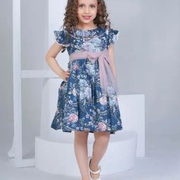 Peppermint Kids Navy Floral Print Dress-picture-36