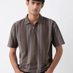 WES Casuals by Westside Brown Relaxed Fit Polo T-Shirt-image-80