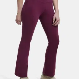 Jockey MW77 Women's Microfiber Elastane Regular Fit Active Wear Flared Pants image 2