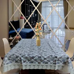 KANUSHI INDUSTRIES Grey Geometric Printed Waterproof 6-Seater Table Cover-image-27