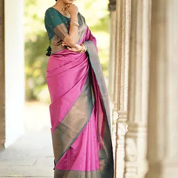 bigben textile Woven Design Zari Silk Blend Banarasi Saree image 5