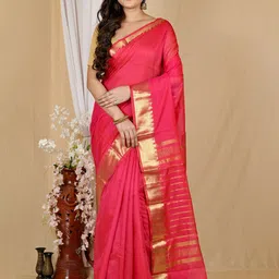 DipDiya Solid Taant Zari Saree-picture-12