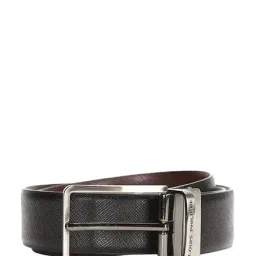 Louis Philippe Black & Dark Brown Textured Reversible Belt-picture-15