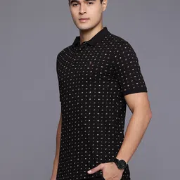 Louis Philippe Sport Geometric Printed Polo Collar Pure Cotton Slim Fit T-shirt image 5