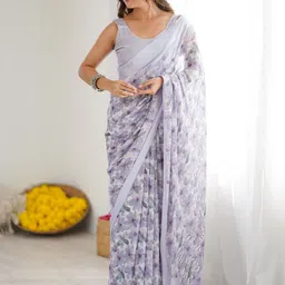 KALINI Floral Printed Designer Saree With Unstitched Blouse Piece-picture-38