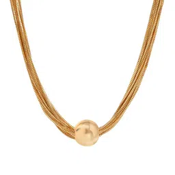 Yellow Chimes Gold-Plated Multilayered Ball Layered Necklace image 3