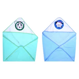 JARS Collections Super Soft and Comfortable Microfibre Hooded Baby Wrapper Pack of 2-Multicolor-picture-14