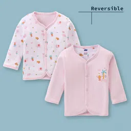 Simply Interlock Knit Full Sleeves Animal Printed Reversible Vest - Pink-image-21