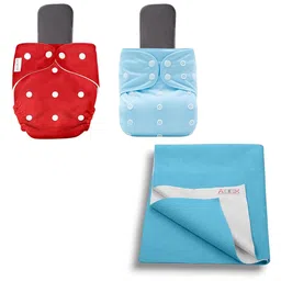 AEREX Reusable Baby Cloth Diapers For 6 Months to 3 Years With 2 Insert Pad With Anti-Piling Fleece Extra Absorbent Instant Baby Dry Sheet Leak Proof Washable Diaper Baby Bed Protector image 1