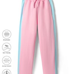 Pine Active Knit Full Length Super Stretch Track Pant With Color Block Design - Pink-picture-10