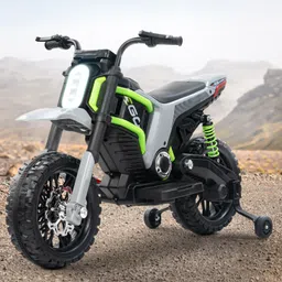 Baybee Motocross Electric Bike for Kids, Ride on Toys Kid's Bikes with LED Light & Music | Rechargeable Baby Bike | Battery Operated Bike for Kids (Grey)-image-11