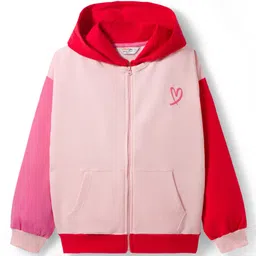 Primo Gino 100% Cotton French Terry Knit Full Sleeves Hooded Sweatjacket With Kangaroo Pockets & Heart Print - Multicolor-picture-37