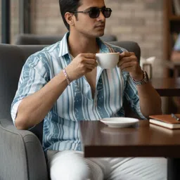 INDICLUB Men Vertical Striped Spread Collar Casual Shirt image 4