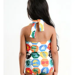 Somersault Halter Neck Beach Theme Printed Swimsuit - Multi Colour image 3